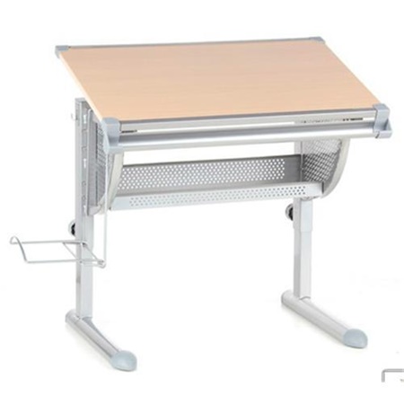 Bureau enfant BELIA, totalement ajustable, A partir de 4 ans, 117 x 68 cm, Hêtre et Acier