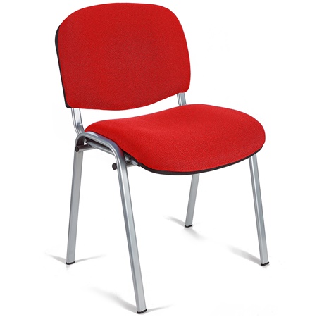 Chaise visiteur MOBY BASE, Commode et Pratique, Prix Incroyable, Rouge et Piétement Gris