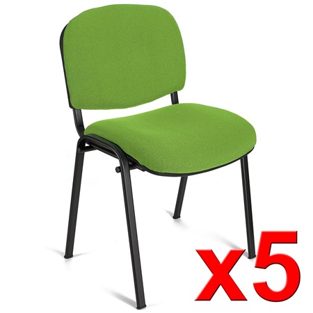 Lot de 5 chaises visiteur MOBY BASE, Commode et Pratique, Prix Incroyable, Vert et Piétement Noir