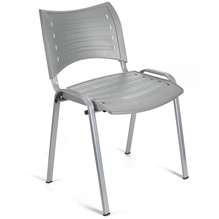 Chaise visiteur ELVA, empilable et très pratique, grande qualité, Gris et Piétement Gris