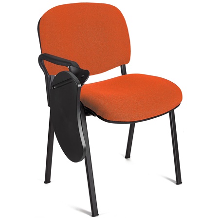 Chaise visiteur MOBY avec TABLETTE écritoire rabattable, Prix incroyable! Orange et Piétement Noir