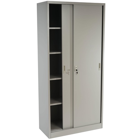 Meuble Classeur OLSEN PORTES COULISSANTES, 180x85x40cm, en Acier, Gris