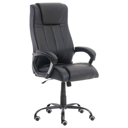 Fauteuil de Bureau CONDOR, Rembourrage Épais, Résistance 150kg, Cuir, Noir