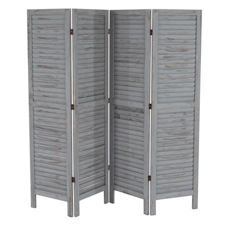 Paravent en Bois LEO, Design Vintage Sublime, 170x182x2cm, Color Gris