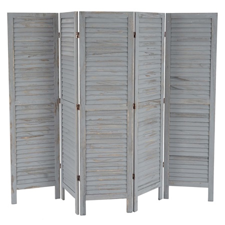 Paravent en Bois LEO, Design Vintage Sublime, 170x228x2cm, Gris