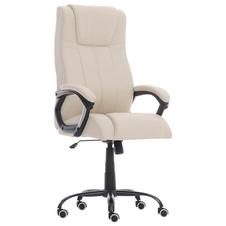 Fauteuil de Bureau CONDOR, Rembourrage Épais, Résistance 150kg, Cuir, Crème