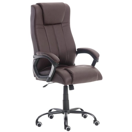 Fauteuil de Bureau CONDOR, Rembourrage Épais, Résistance 150kg, Cuir, Marron