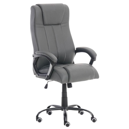 Fauteuil de Bureau CONDOR, Rembourrage Épais, Résistance 150kg, Cuir, Gris