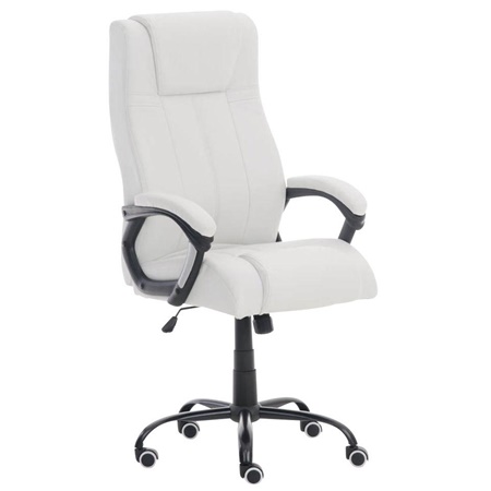 Fauteuil de Bureau CONDOR, Rembourrage Épais, Résistance 150kg, Cuir, Blanc