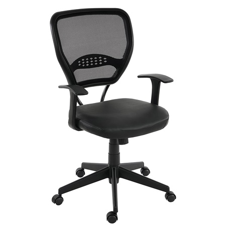 Chaise de bureau XXL (jusqu'à 150kg) TENOYA BASE avec Accoudoirs, Dossier en maille, Noir