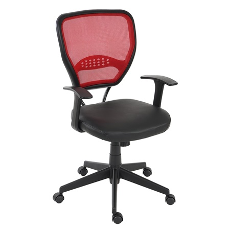 Chaise de bureau XXL (jusqu'à 150kg) TENOYA BASE  avec Accoudoirs, Dossier en maille,  Rouge