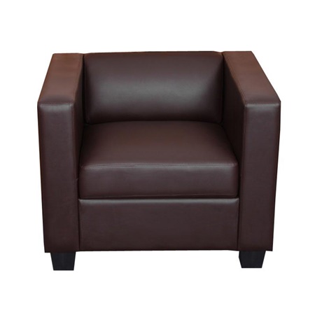 Fauteuil 1 place BASILE, Design Elégant, Grand Confort, en Cuir, Café