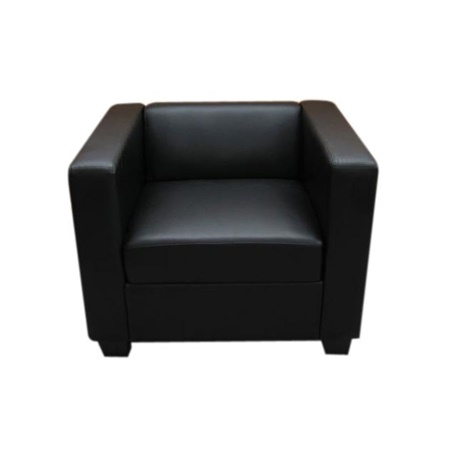 Fauteuil 1 place BASILE, Design Elégant, Grand Confort, en Cuir, Noir