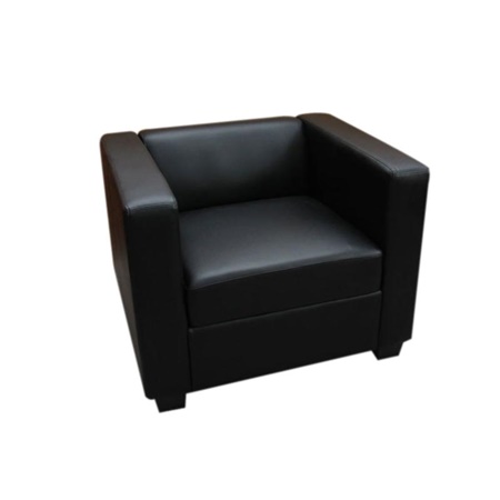 Fauteuil 1 place BASILE, Design Elégant, Grand Confort, en Cuir Véritable, Noir