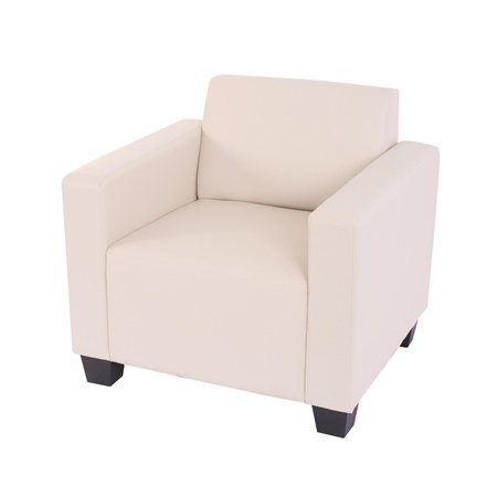 Fauteuil 1 place LONY, Design et Confort, en Cuir, Crème