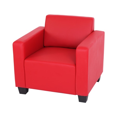 Fauteuil 1 place LONY, Design et Confort, en Cuir, Rouge