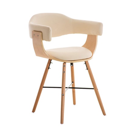 Chaise de réunion BARRY, Design 100% Avant-gardiste et Actuel, En Bois et Cuir, Crème