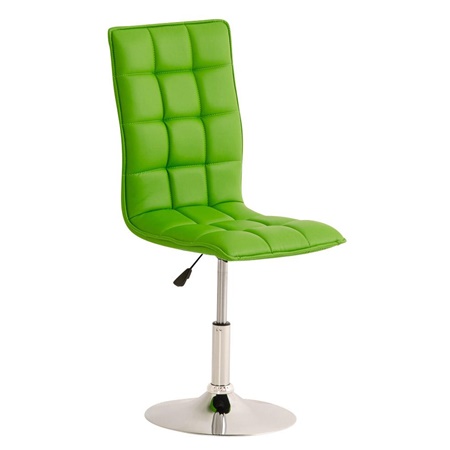 Chaise visiteur BULGARI, ajustable en hauteur, piétement fixe en métal, Revêtement en Cuir, Vert