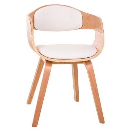 Chaise conférence BHOUTAN, structure en bois couleur hêtre, Cuir Blanc