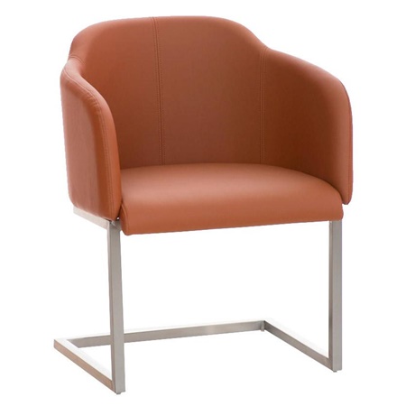 Fauteuil design TOKIO Cuir, Structure en Acier, assise rembourrée commode, Cuir, Marron clair