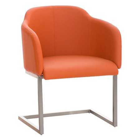 Fauteuil design TOKIO Cuir, Structure en Acier, assise rembourrée commode, Cuir, Orange