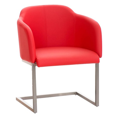 Fauteuil design TOKIO Cuir, Structure en Acier, assise rembourrée commode, Cuir, Rouge