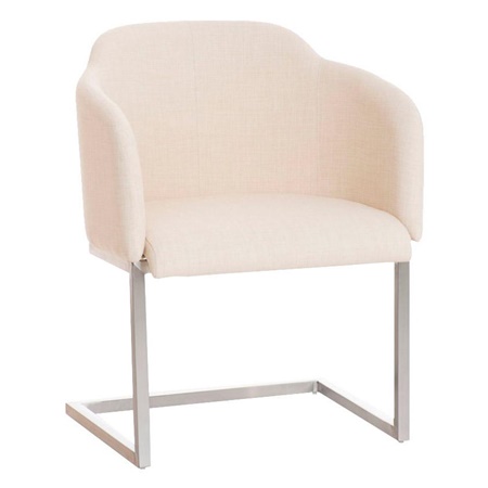 Fauteuil design TOKIO Tissu, Structure en Acier, assise rembourrée commode, Tissu, Crème