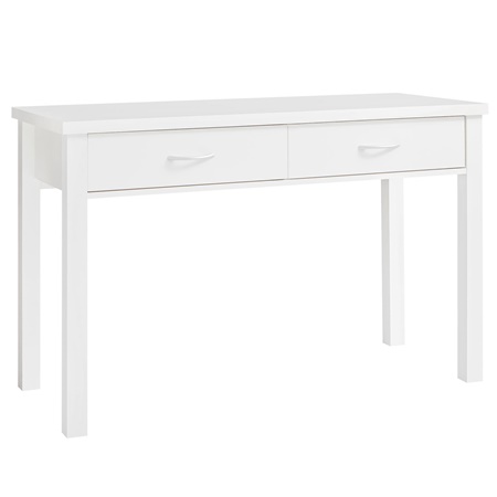 Bureau BERKLEY, deux grands tiroirs, design intemporel, dimensions 120x50cm, Blanc