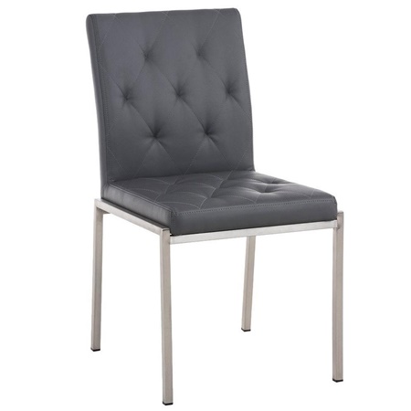 Chaise visiteur GALA, avec un Grand Rembourrage, très Robuste et Résistante, Cuir, Gris