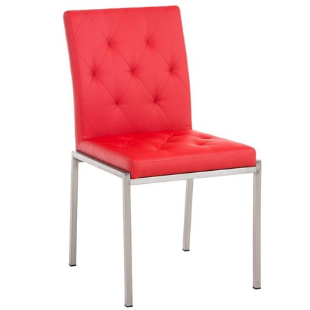 Chaise visiteur GALA, avec un Grand Rembourrage, très Robuste et Résistante, Cuir, Rouge