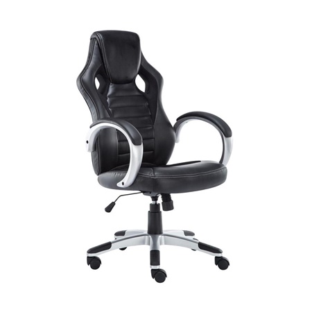 Fauteuil Gamer ASCARI PRO, Design Sportif et Grand Confort, Cuir et Tissu, Noir