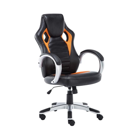 Fauteuil Gamer ASCARI PRO, Design Sportif et Grand Confort, Cuir et Tissu, Noir et Orange