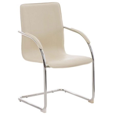 Chaise Visiteur FLAP, Structure Métallique, Design élégant et moderne, Cuir, Crème