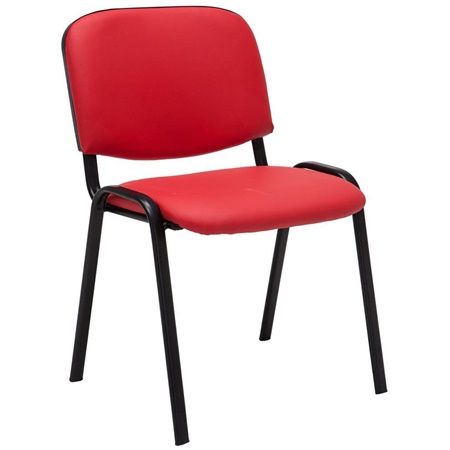 Chaise visiteur MOBY CUIR, Commode et Pratique, Prix Incroyable, Rouge et Piétement Noir