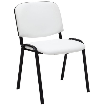 Chaise visiteur MOBY CUIR, Commode et Pratique, Prix Incroyable, Blanc et Piétement Noir