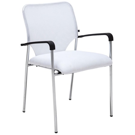 Chaise visiteur JAMAICA, Robuste et très Commode, en Maille Respirable, Blanc