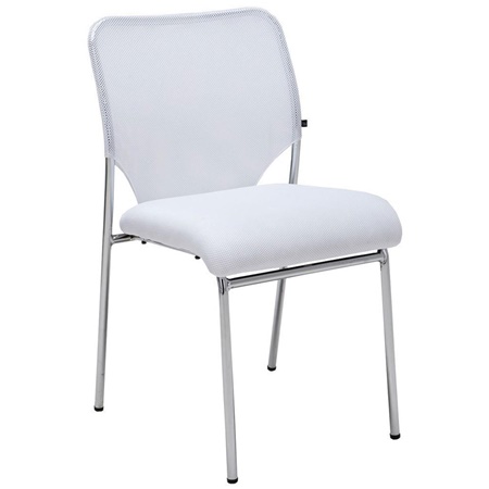 Chaise visiteur JAMAICA Sans Accoudoirs, Robuste et très Commode, en Maille Respirable, Blanc