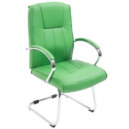 Chaise de réunion BORAU avec Accoudoirs, Structure Métallique, Grand Rembourrage, Cuir, Vert