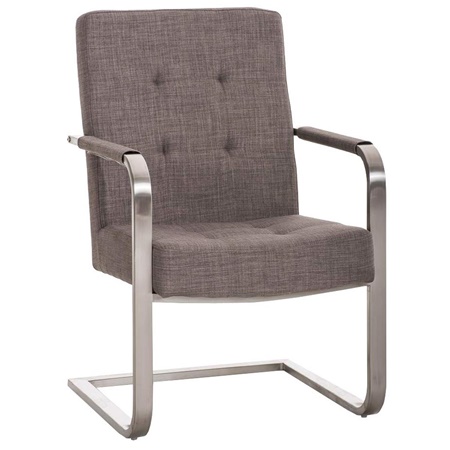 Chaise visiteur MORGAN TISSU, Structure en Acier Inoxydable et Grand Rembourrage, Gris clair