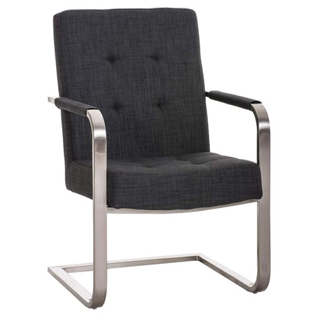 Chaise visiteur MORGAN TISSU, Structure en Acier Inoxydable et Grand Rembourrage, Gris foncé