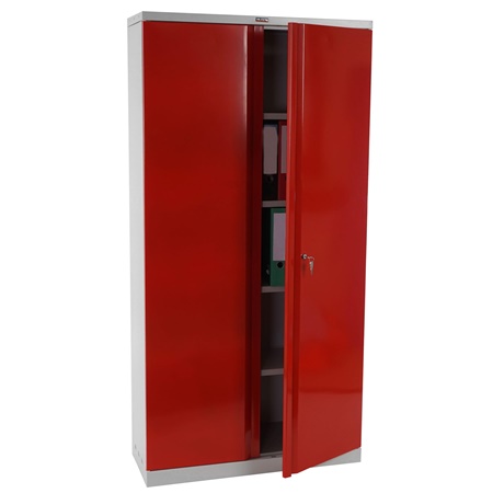 Meuble Classeur CARIN 2 PORTES, 182x92x37cm, en Acier, Rouge