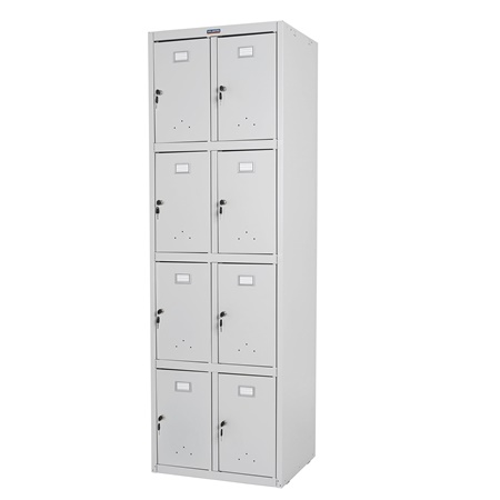 Meuble Casier BERIT 8 PORTES, 183x58x50 cm, en Acier,  Gris Clair