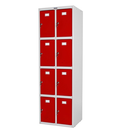 Meuble Casier BERIT 8 PORTES, 183x58x50 cm, en Acier,  Rouge