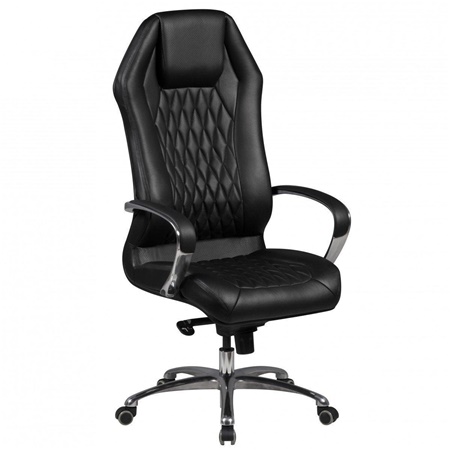 Fauteuil Ergonomique BATURA, Design Magnifique, Revêtement en Cuir Authentique, Noir