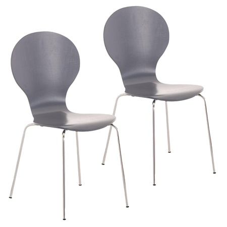 Lot de 2 Chaises visiteur CARVALLO, Structure Métallique, Empilables, Gris