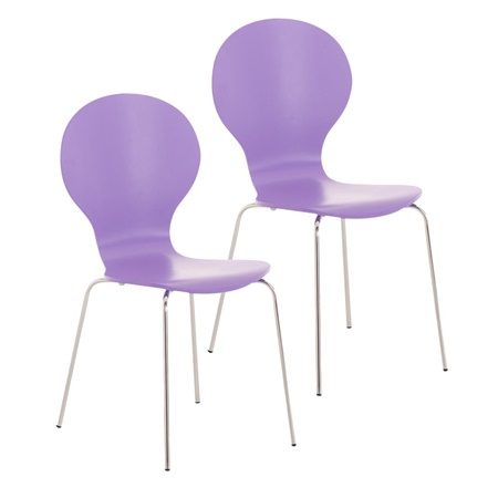 Lot de 2 Chaises visiteur CARVALLO, Structure Métallique, Empilables, Violet