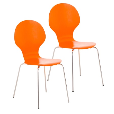 Lot de 2 Chaises visiteur CARVALLO, Structure Métallique, Empilables, Orange