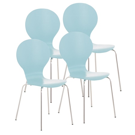 Lot de 4 Chaises visiteur CARVALLO, Structure Métallique, Empilables, Bleu