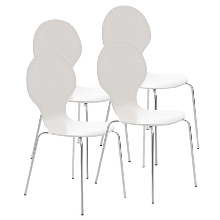 Lot de 4 Chaises visiteur CARVALLO, Structure Métallique, Empilables, Blanc