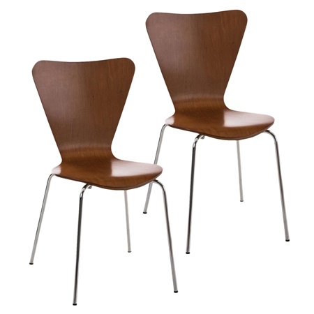 Lot de 2 Chaises visiteur HERCULE, Structure Métallique, Empilables, Marron Cerisier